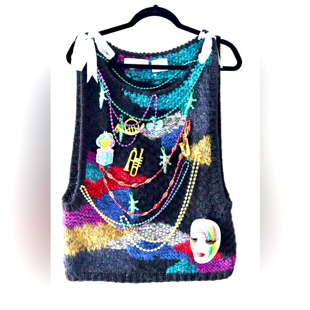 Vintage Gil Aimbez for Static ugly weird very odd sweater vest size Medium.